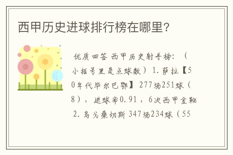 西甲历史进球排行榜在哪里?