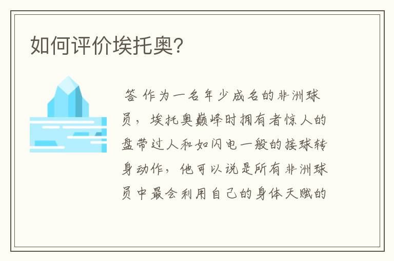 如何评价埃托奥?