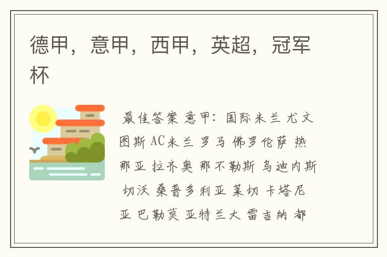 德甲,意甲,西甲,英超,冠军杯
