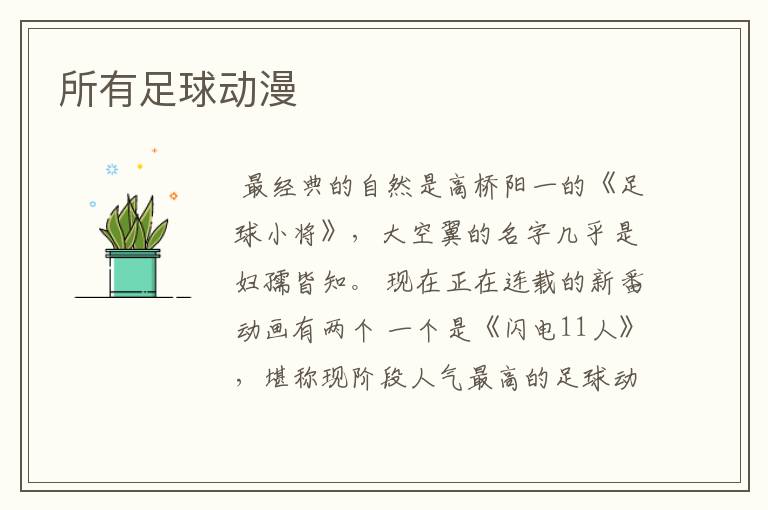 所有足球动漫
