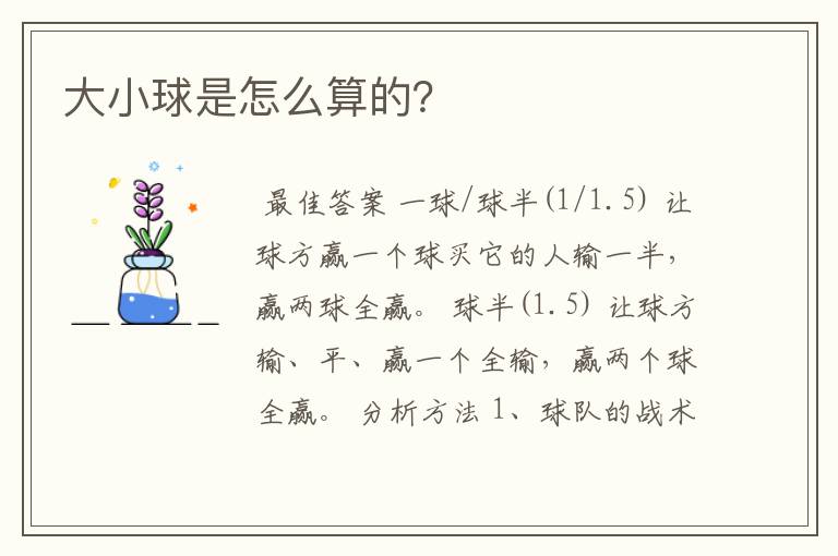 大小球是怎么算的?