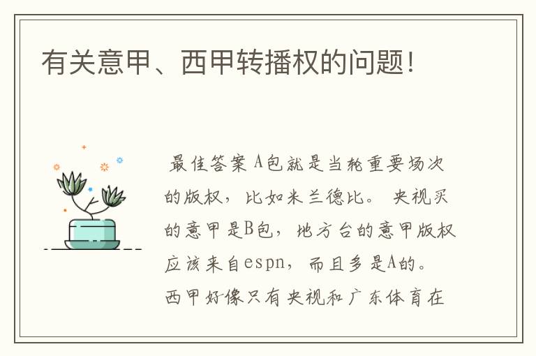 有关意甲、西甲转播权的问题!