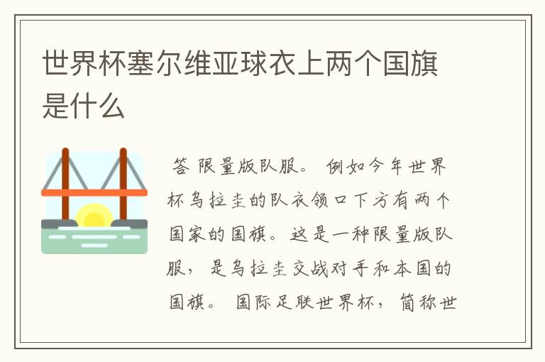 世界杯塞尔维亚球衣上两个国旗是什么