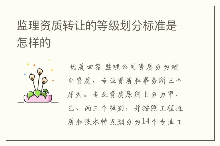 监理资质转让的等级划分标准是怎样的