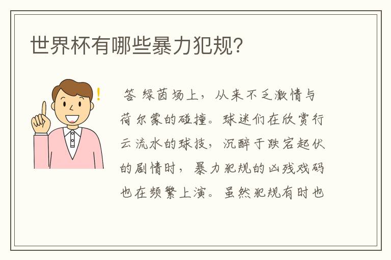 世界杯有哪些暴力犯规?