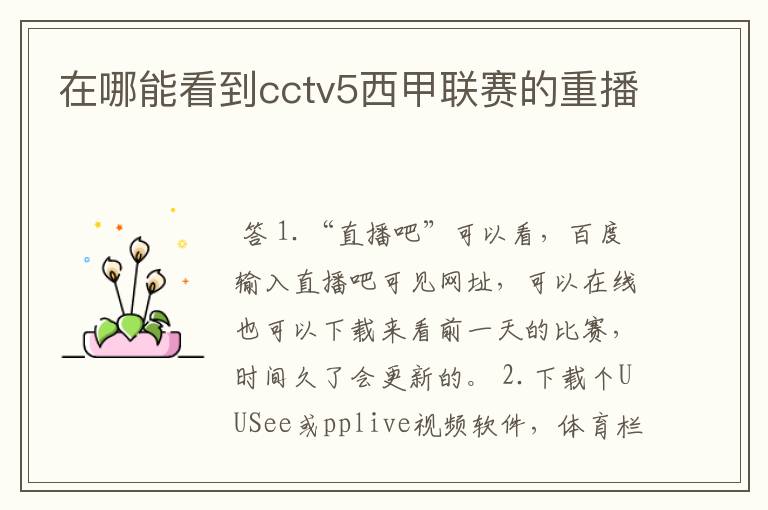 在哪能看到cctv5西甲联赛的重播