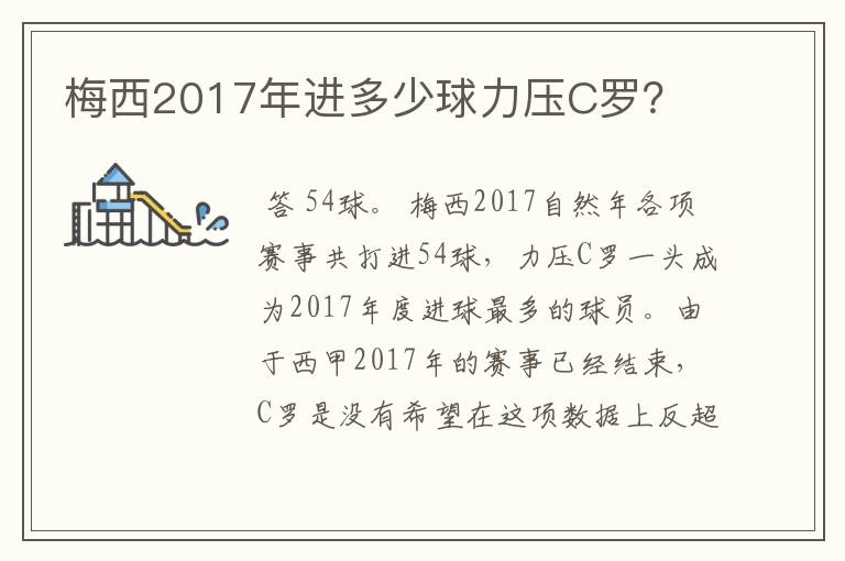 梅西2017年进多少球力压C罗?