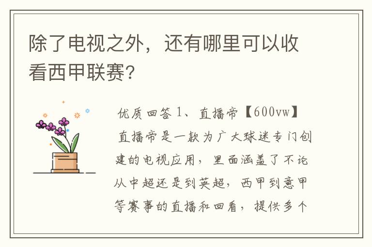 除了电视之外,还有哪里可以收看西甲联赛?