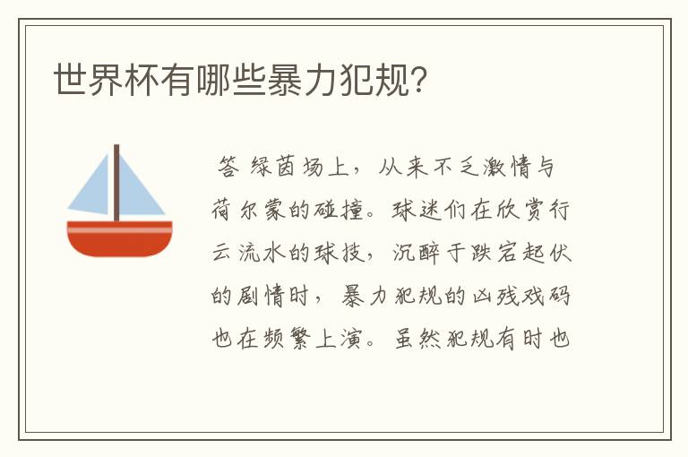 世界杯有哪些暴力犯规?