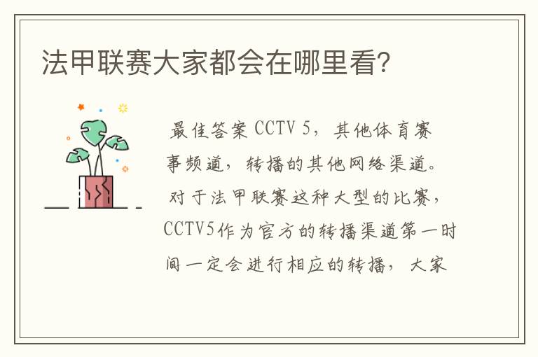 法甲联赛大家都会在哪里看?