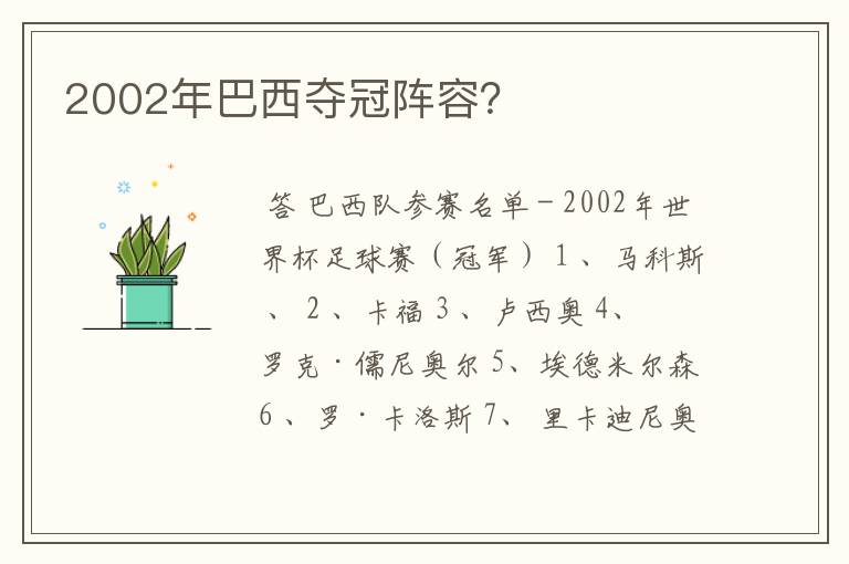 2002年巴西夺冠阵容?