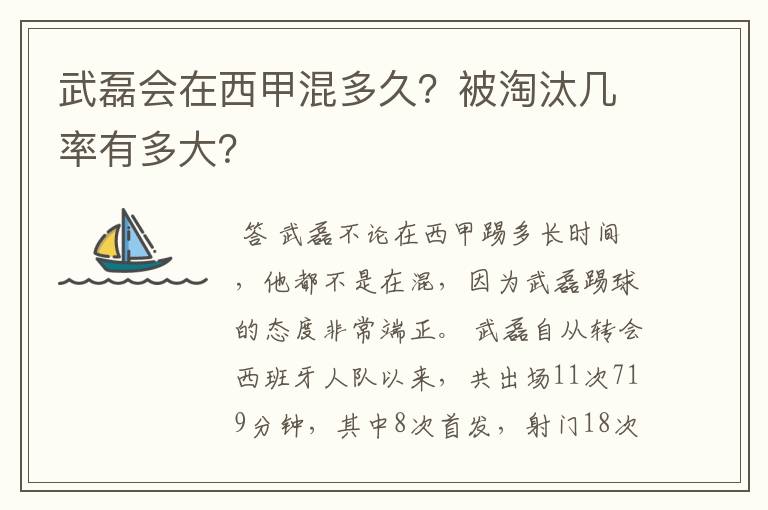 武磊会在西甲混多久?被淘汰几率有多大?