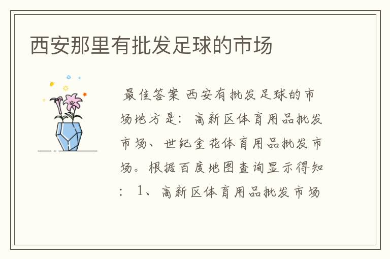 西安那里有批发足球的市场