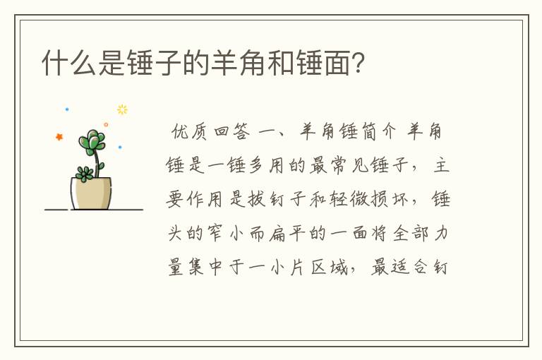 什么是锤子的羊角和锤面?