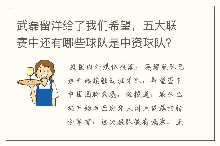 武磊留洋给了我们希望,五大联赛中还有哪些球队是中资球队?