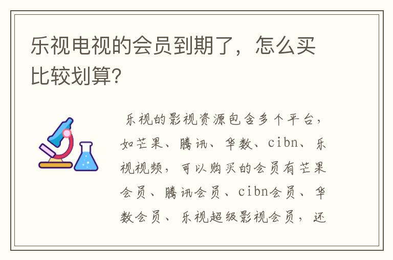乐视电视的会员到期了,怎么买比较划算?