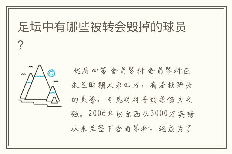 足坛中有哪些被转会毁掉的球员?