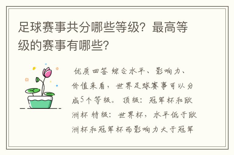 足球赛事共分哪些等级?最高等级的赛事有哪些?