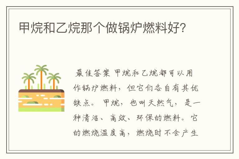 甲烷和乙烷那个做锅炉燃料好?