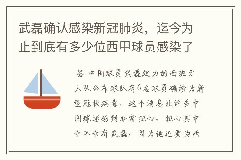 武磊确认感染新冠肺炎,迄今为止到底有多少位西甲球员感染了新冠病毒?
