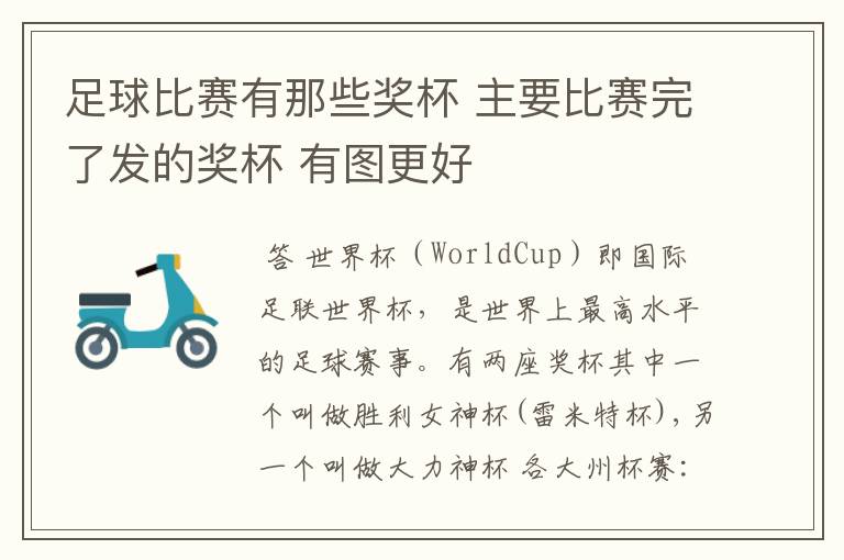 足球比赛有那些奖杯 主要比赛完了发的奖杯 有图更好