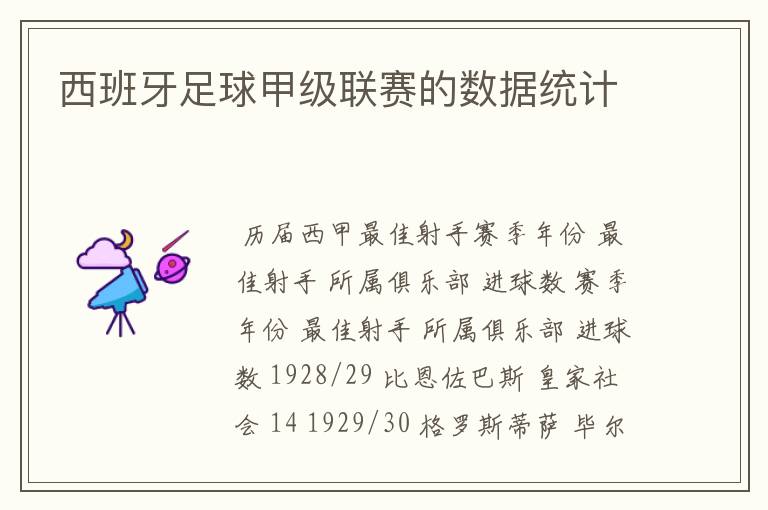 西班牙足球甲级联赛的数据统计