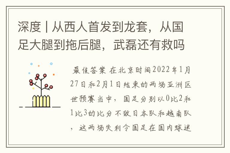 深度 | 从西人首发到龙套,从国足大腿到拖后腿,武磊还有救吗