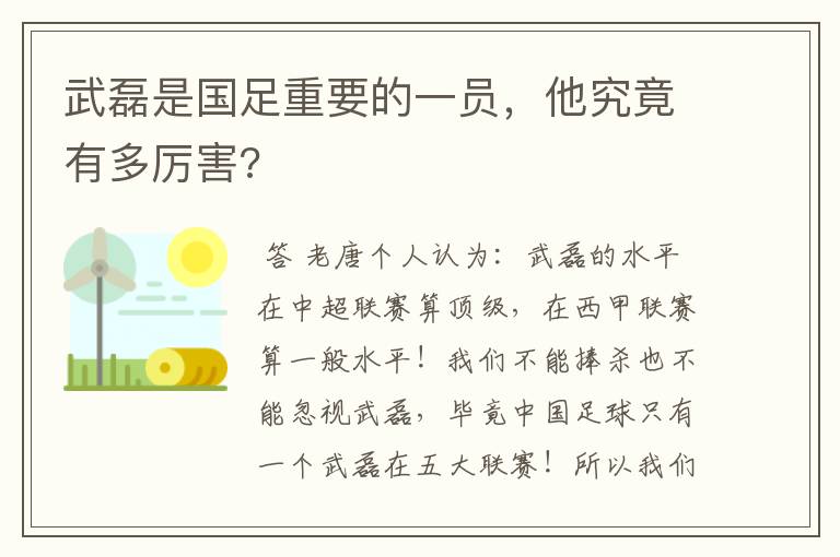武磊是国足重要的一员,他究竟有多厉害?