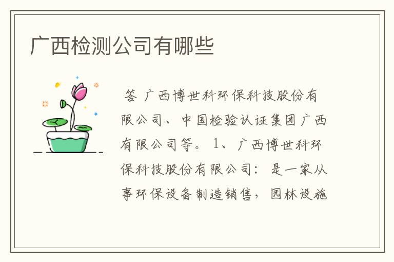 广西检测公司有哪些