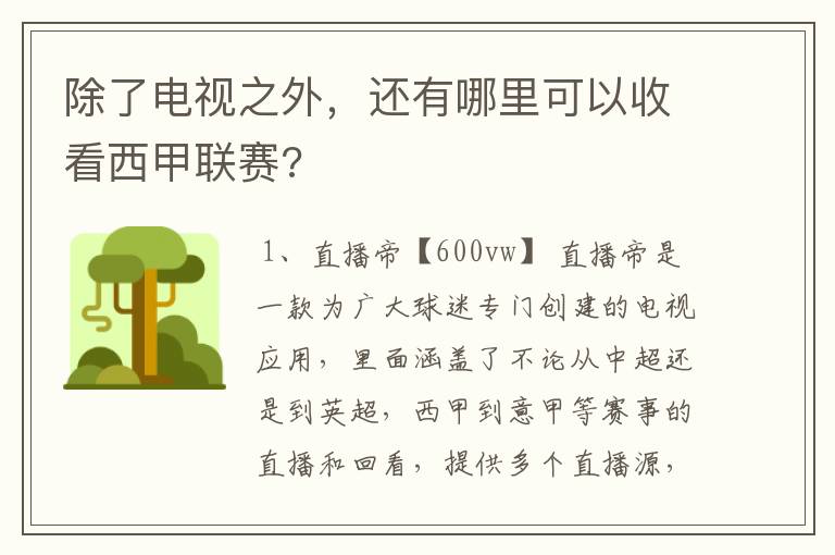 除了电视之外,还有哪里可以收看西甲联赛?