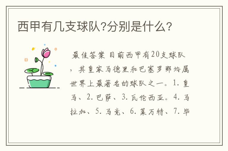 西甲有几支球队?分别是什么?