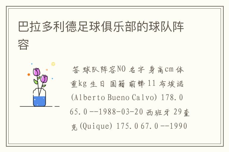 巴拉多利德足球俱乐部的球队阵容