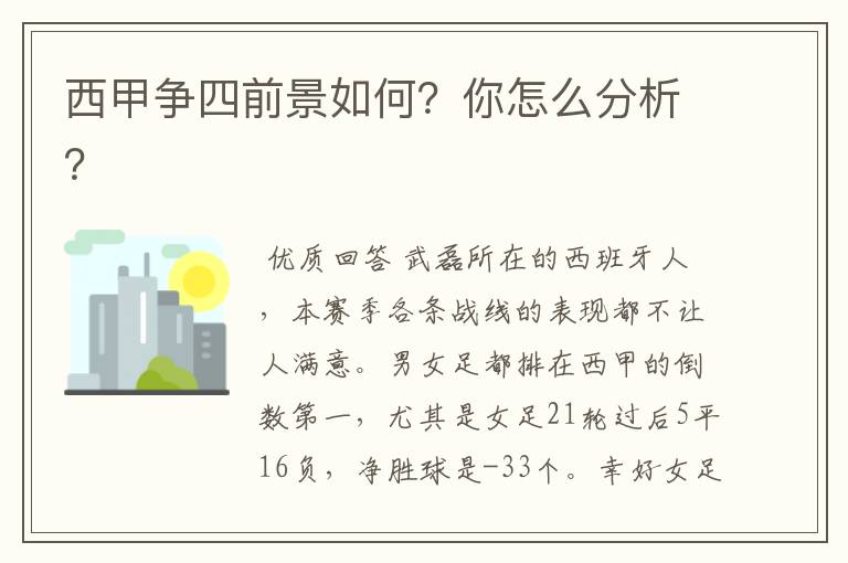 西甲争四前景如何?你怎么分析?