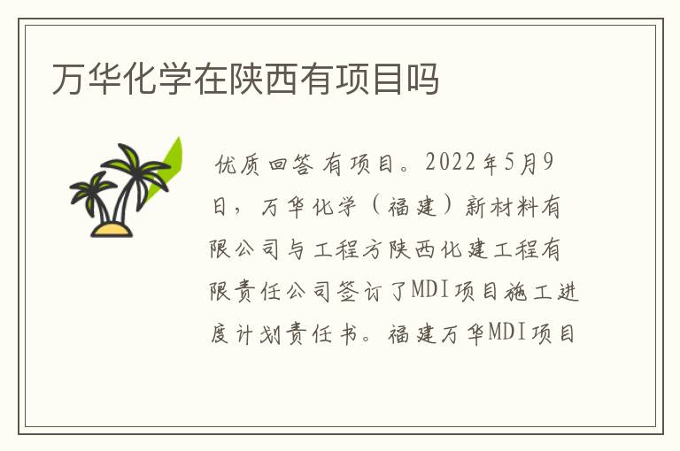 万华化学在陕西有项目吗