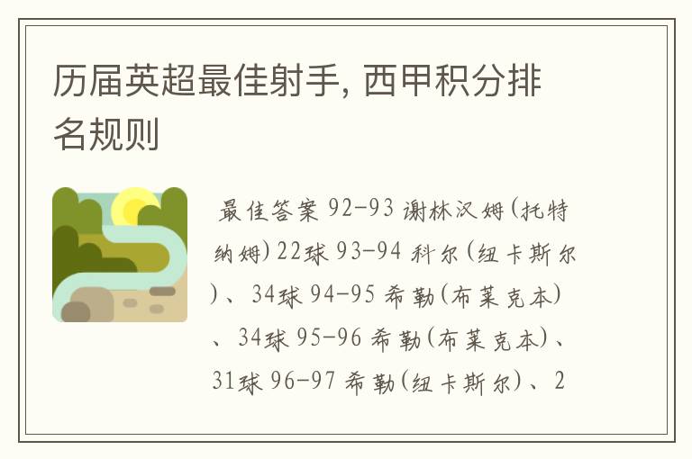 历届英超最佳射手, 西甲积分排名规则
