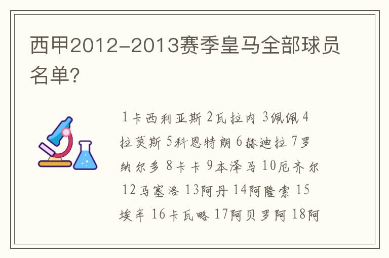 西甲2012-2013赛季皇马全部球员名单?