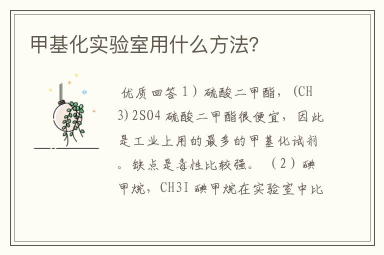 甲基化实验室用什么方法?