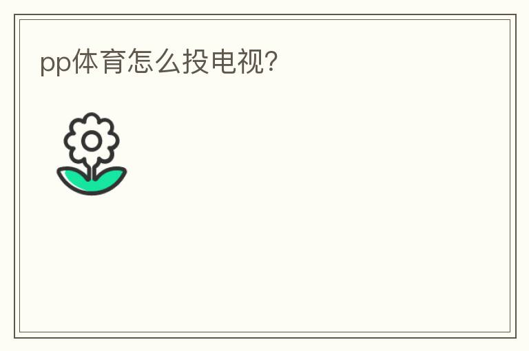pp体育怎么投电视?