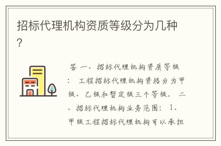 招标代理机构资质等级分为几种?