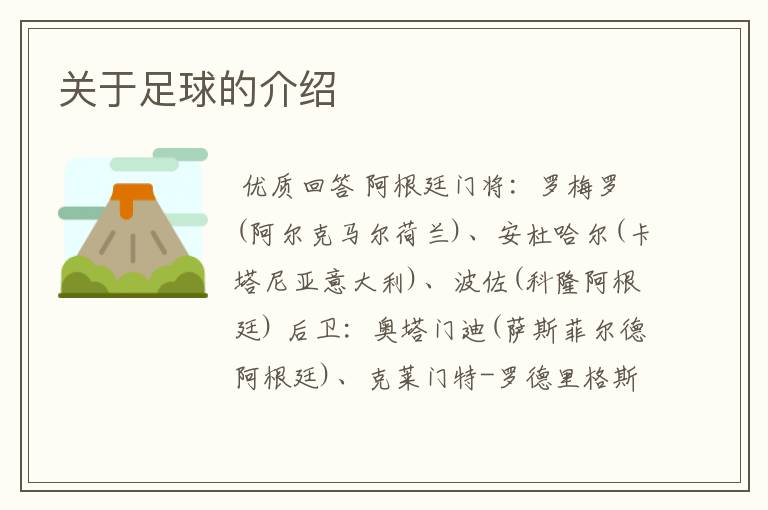 关于足球的介绍