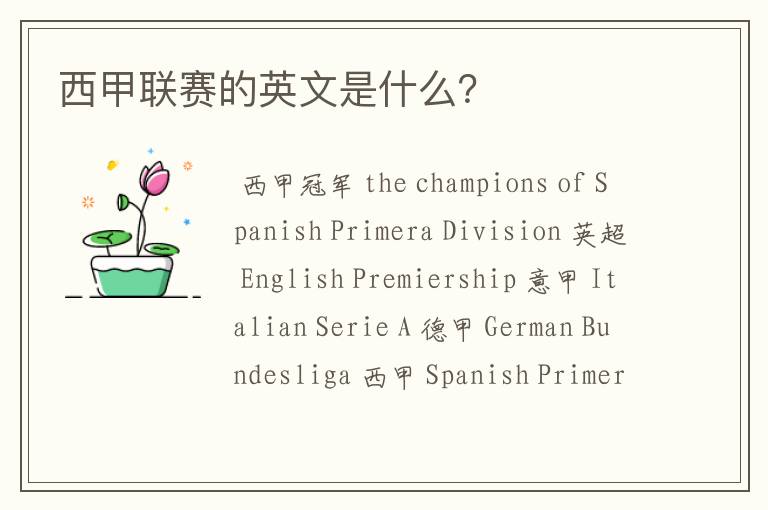 西甲联赛的英文是什么?