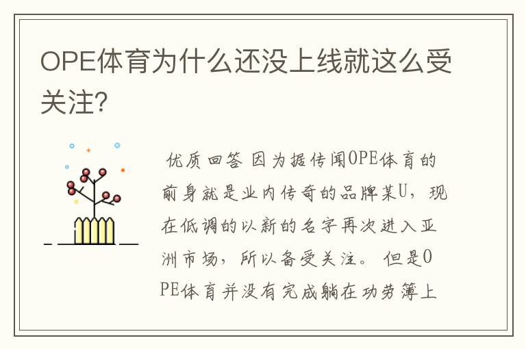 OPE体育为什么还没上线就这么受关注?