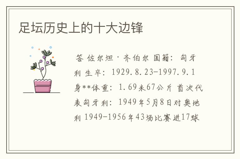 足坛历史上的十大边锋