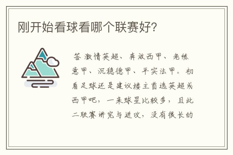 刚开始看球看哪个联赛好?