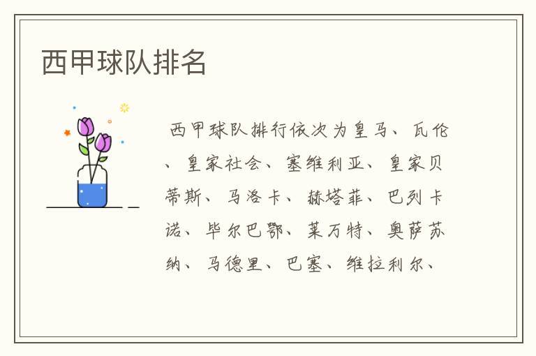 西甲球队排名
