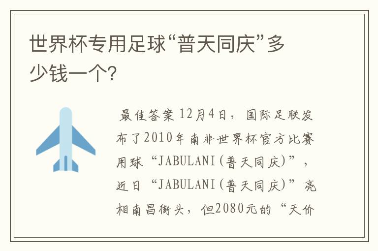 世界杯专用足球“普天同庆”多少钱一个?