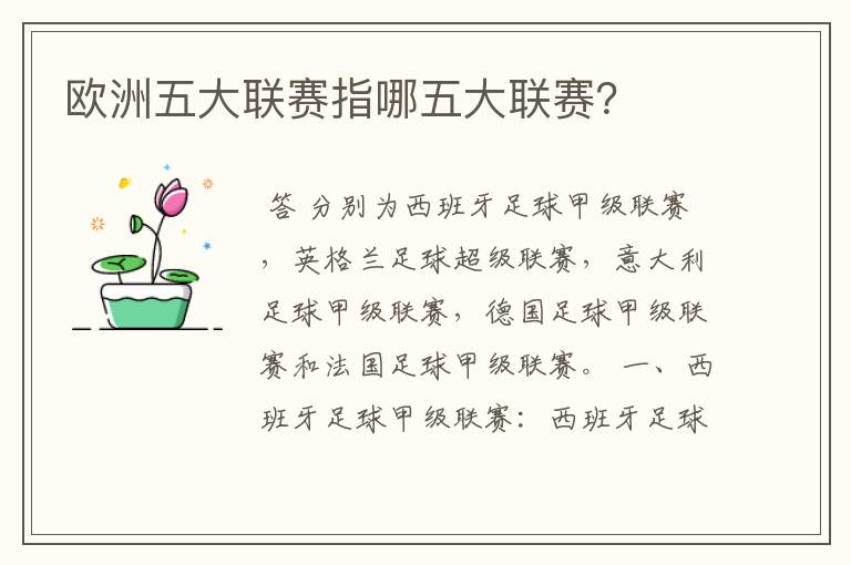 欧洲五大联赛指哪五大联赛?