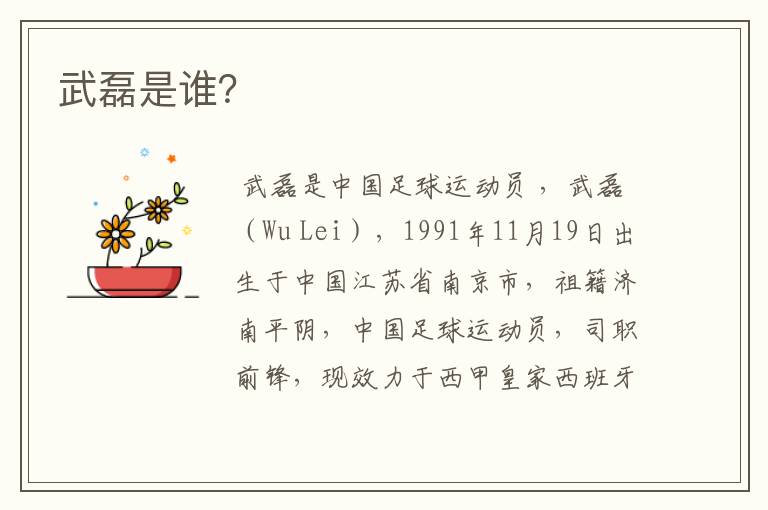 武磊是谁?