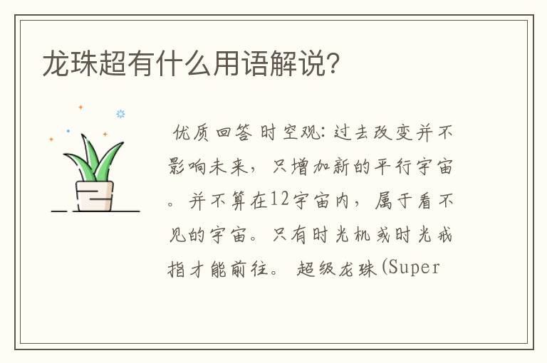 龙珠超有什么用语解说?