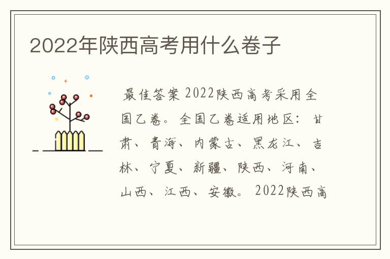 2022年陕西高考用什么卷子